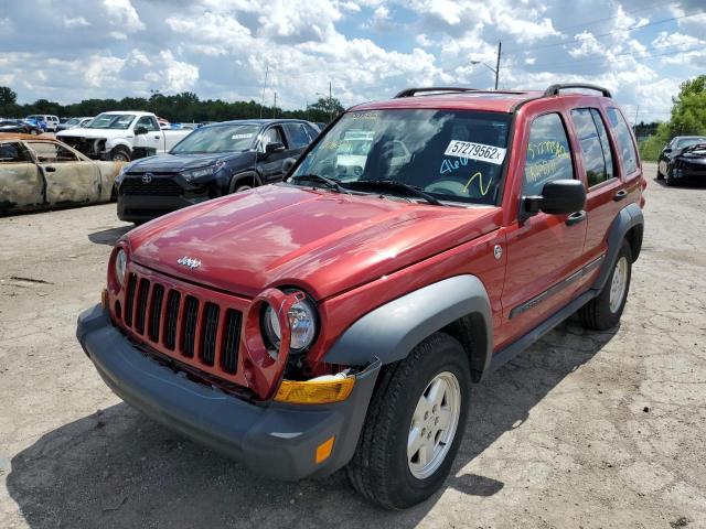 1J8GL48K96W206371 - 2006 JEEP LIBERTY SP RED photo 2