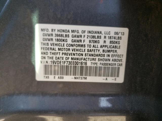 19VDE1F73EE001616 - 2014 ACURA ILX 20 TEC GRAY photo 10