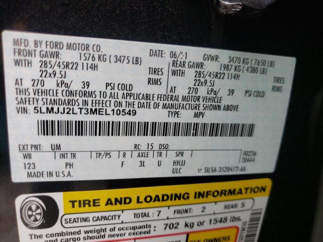 5LMJJ2LT3MEL10549 - 2021 LINCOLN NAVIGATOR 黑色 照片 10