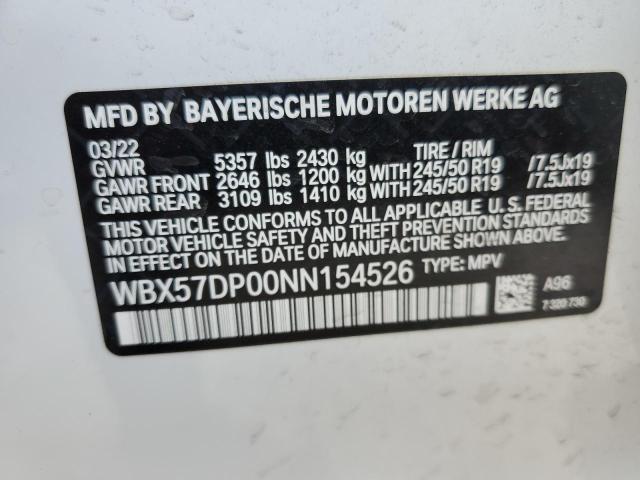 WBX57DP00NN154526 - 2022 BMW X3 XDRIVE3 WHITE photo 10