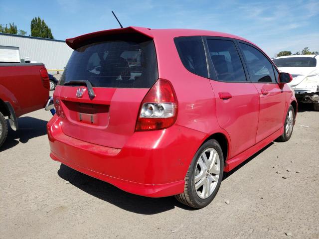 JHMGD38697S014540 - 2007 HONDA FIT S RED photo 4