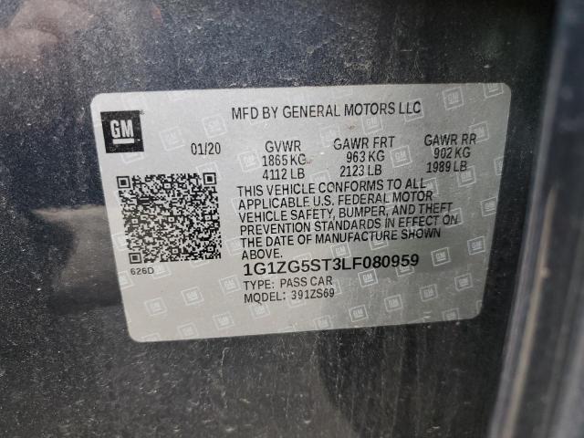 1G1ZG5ST3LF080959 - 2020 CHEVROLET MALIBU RS BLUE photo 10