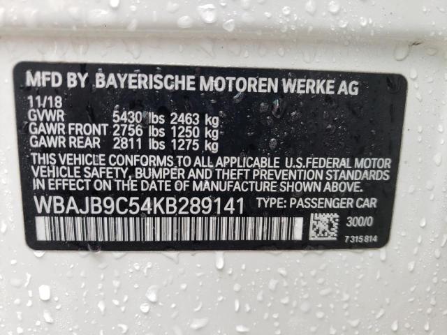 WBAJB9C54KB289141 - 2019 BMW M550XI WHITE photo 10