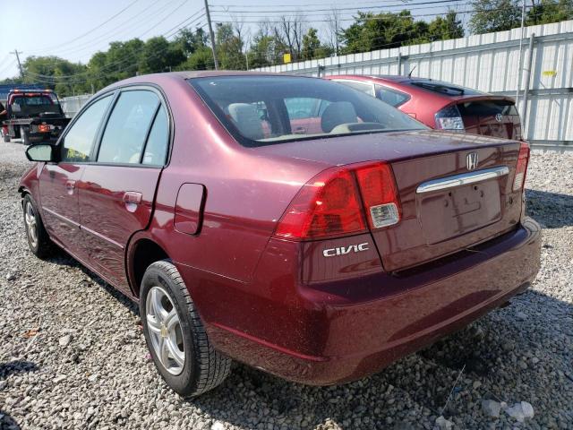 1HGES16503L024747 - 2003 HONDA CIVIC LX MAROON photo 3