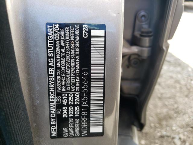 WDBRF81JX5F556461 - 2005 MERCEDES-BENZ C 240 4MAT GRAY photo 10