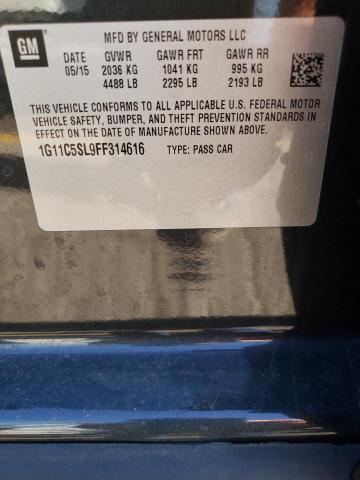 1G11C5SL9FF314616 - 2015 CHEVROLET MALIBU 1LT გრაფიტი ფოტო 10