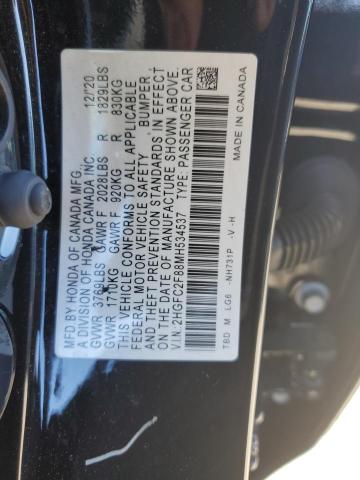 2HGFC2F88MH534537 - 2021 HONDA CIVIC SPOR BLACK photo 10