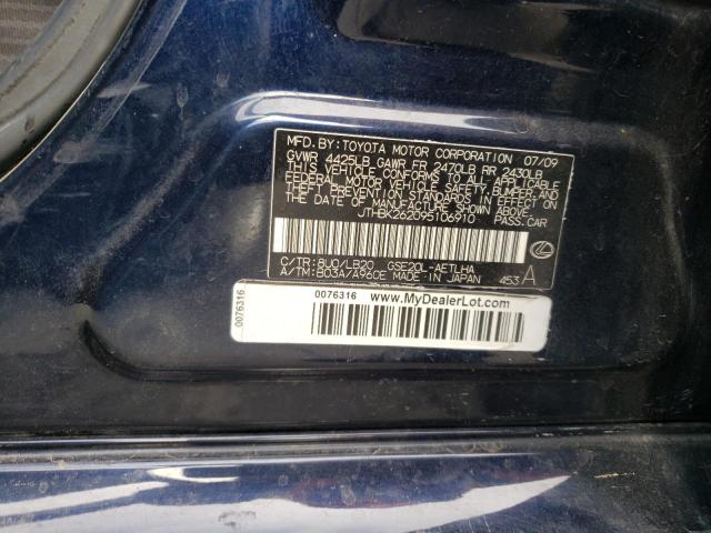 JTHBK262095106910 - 2009 LEXUS IS 250 BLUE photo 10