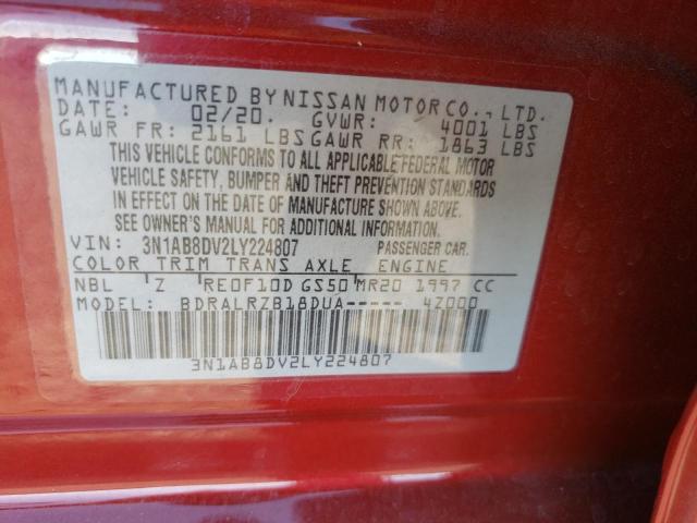 3N1AB8DV2LY224807 - 2020 NISSAN SENTRA SR BROWN photo 10