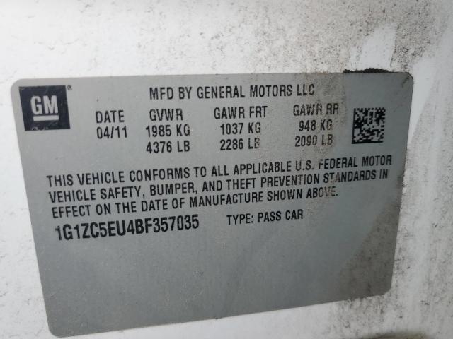 1G1ZC5EU4BF357035 - 2011 CHEVROLET MALIBU 1LT 白色 照片 10