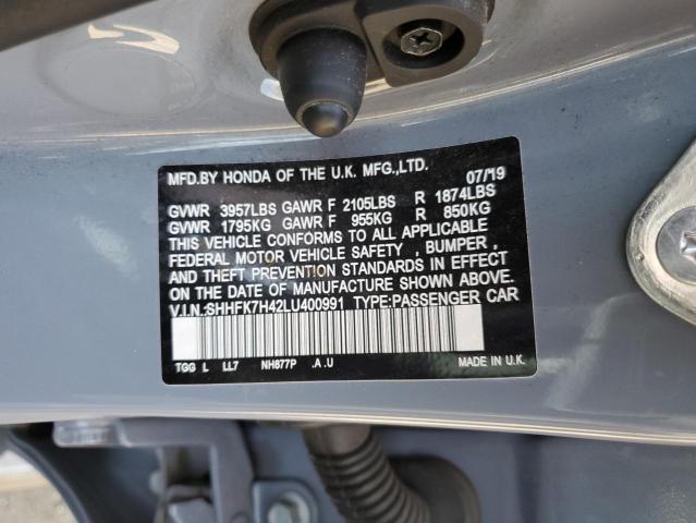 SHHFK7H42LU400991 - 2020 HONDA CIVIC SPOR 灰色 照片 10