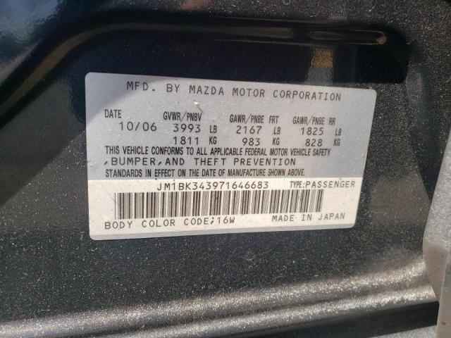 JM1BK343971646683 - 2007 MAZDA 3 HATCHBAC BLACK photo 10