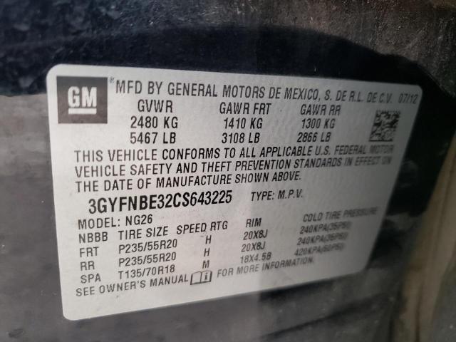 3GYFNBE32CS643225 - 2012 CADILLAC SRX PERFOR 黑色 照片 10