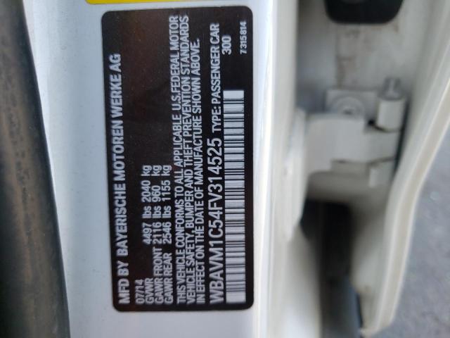 WBAVM1C54FV314525 - 2015 BMW X1 SDRIVE2 WHITE photo 10