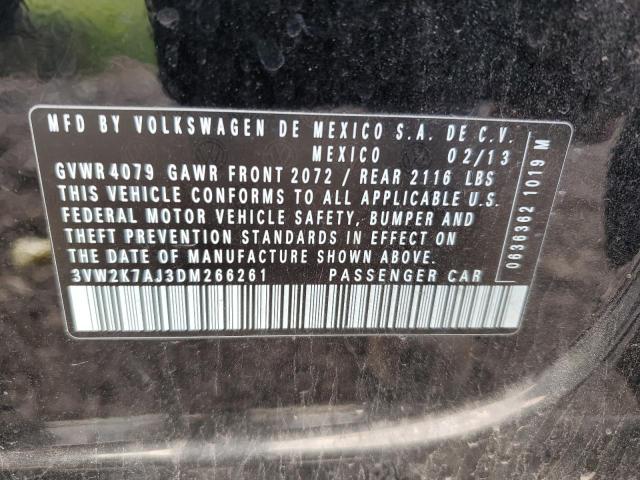 3VW2K7AJ3DM266261 - 2013 VOLKSWAGEN JETTA BASE BLACK photo 10