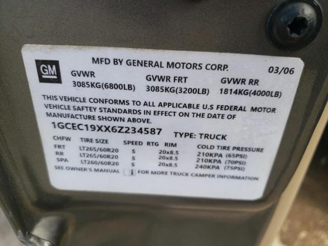 1GCEC19XX6Z234587 - 2006 CHEVROLET SILVRDO LS GRAY photo 10