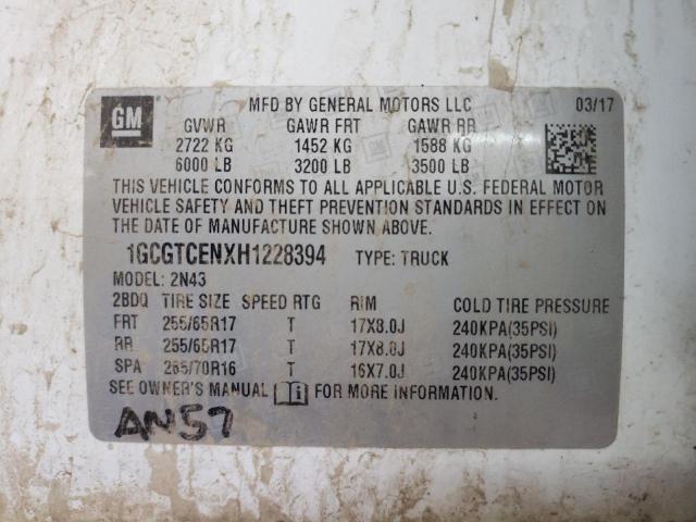 1GCGTCENXH1228394 - 2017 CHEVROLET COLORADO L WHITE photo 10