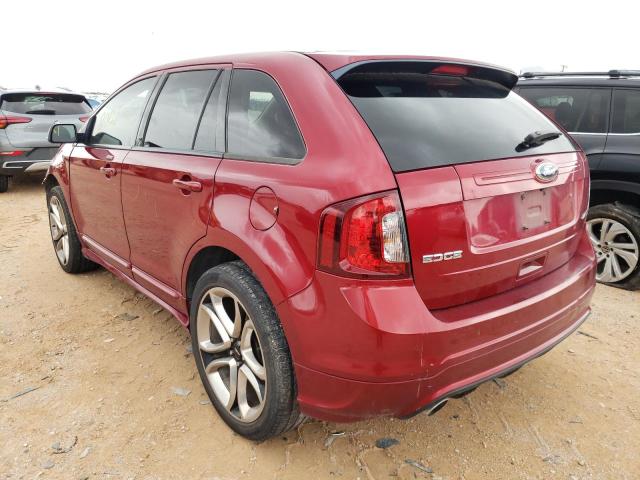 2FMDK3AK1DBC66902 - 2013 FORD EDGE SPORT BURGUNDY photo 3