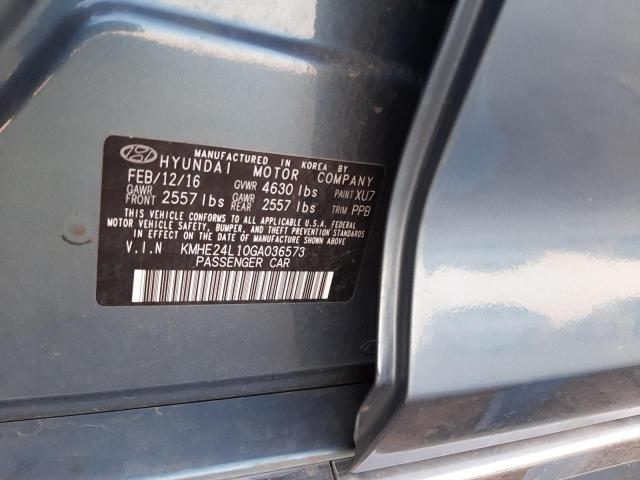 KMHE24L10GA036573 - 2016 HYUNDAI SONATA HYB BLUE photo 10