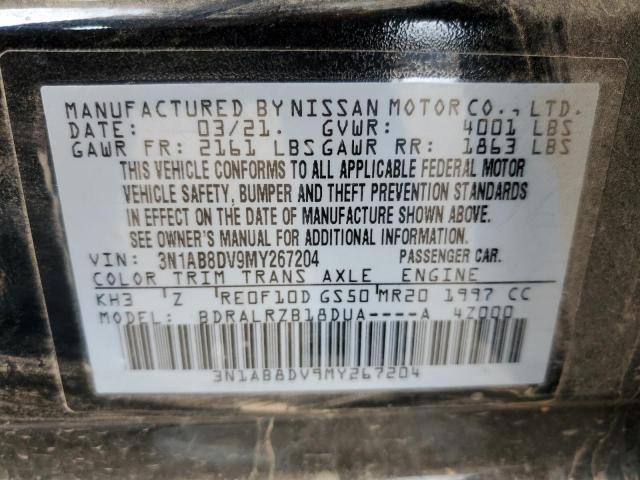 3N1AB8DV9MY267204 - 2021 NISSAN SENTRA SR BLACK photo 10