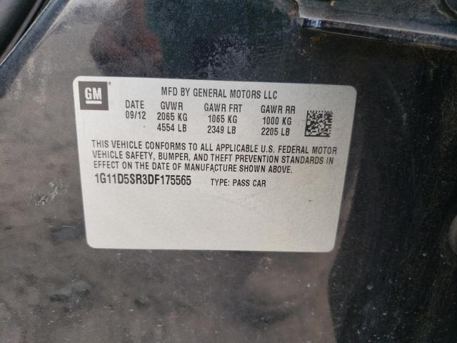 1G11D5SR3DF175565 - 2013 CHEVROLET MALIBU 1LT BLACK photo 10