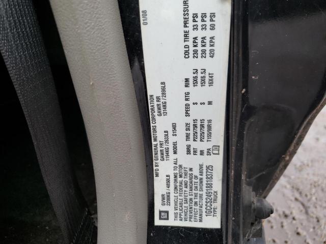 1GCCS249188183725 - 2008 CHEVROLET COLORADO L BLACK photo 10