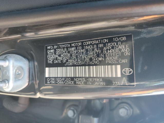 JTDBT903591316290 - 2009 TOYOTA YARIS GRAY photo 10