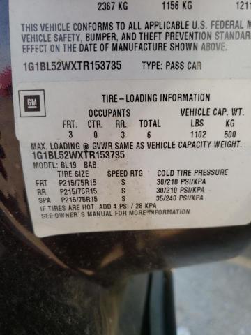 1G1BL52WXTR153735 - 1996 CHEVROLET CAPRICE CL 栗色 照片 10