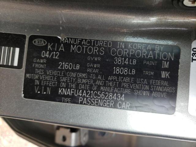 KNAFU4A21C5628434 - 2012 KIA FORTE EX GRAY photo 10