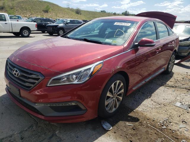 5NPE34AF8GH312197 - 2016 HYUNDAI SONATA SPO RED photo 2