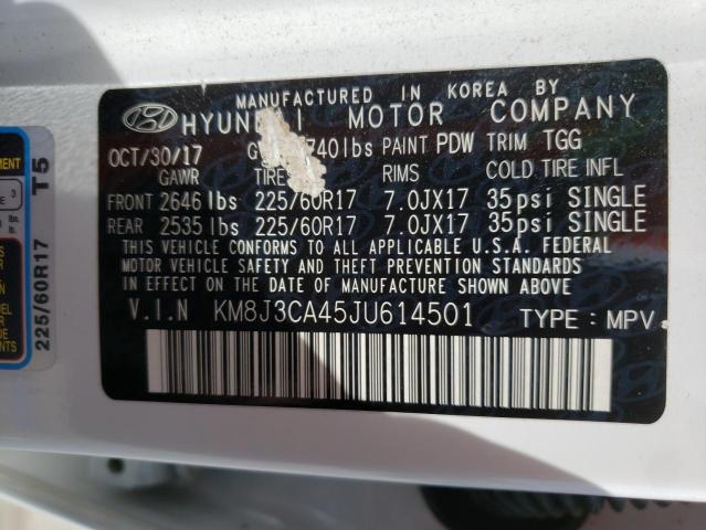 KM8J3CA45JU614501 - 2018 HYUNDAI TUCSON SEL WHITE photo 10