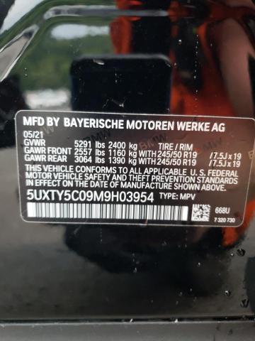 5UXTY5C09M9H03954 - 2021 BMW X3 XDRIVE3 BLACK photo 10