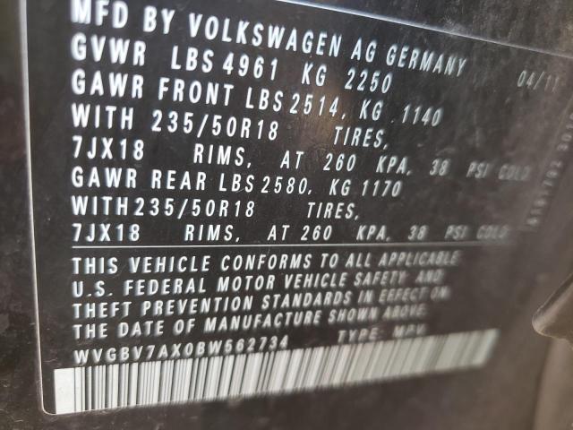 WVGBV7AX0BW562734 - 2011 VOLKSWAGEN 411 BLACK photo 10