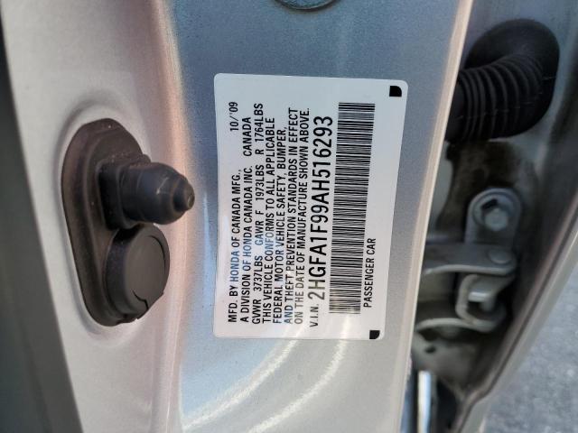 2HGFA1F99AH516293 - 2010 HONDA CIVIC EXL 银色 照片 10
