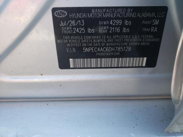5NPEC4AC6DH785128 - 2013 HYUNDAI SONATA SE SILVER photo 10
