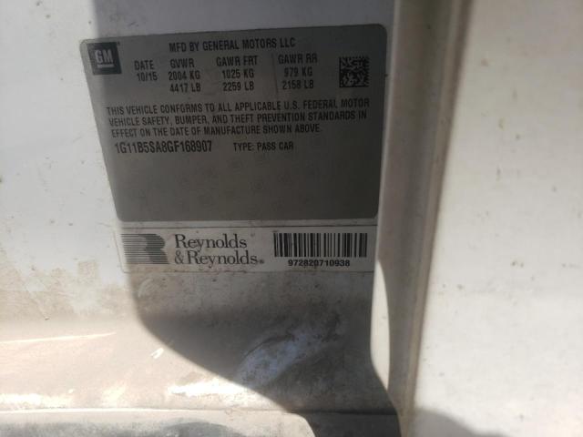 1G11B5SA8GF168907 - 2016 CHEVROLET MALIBU LIM 白色 照片 10