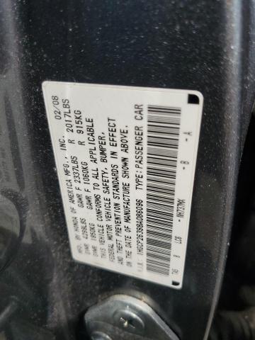 1HGCP26398A086096 - 2008 HONDA ACCORD LX GRAY photo 10