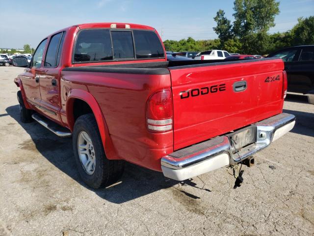 1B7HG48N42S633193 - 2002 DODGE DAKOTA QUA RED photo 3