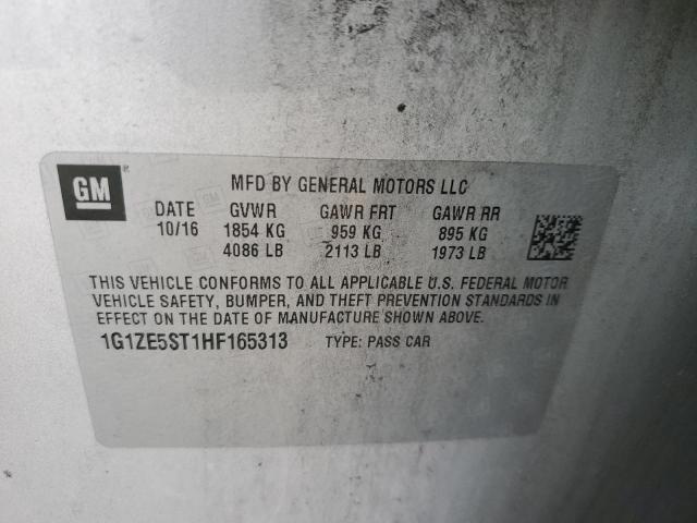 1G1ZE5ST1HF165313 - 2017 CHEVROLET MALIBU LT SILVER photo 10