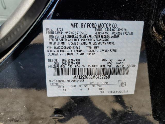 MAJ3S2GE6MC452260 - 2021 FORD ECOSPORT S BLACK photo 10