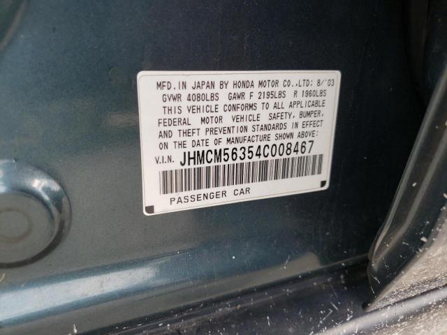 JHMCM56354C008467 - 2004 HONDA ACCORD LX BLACK photo 10