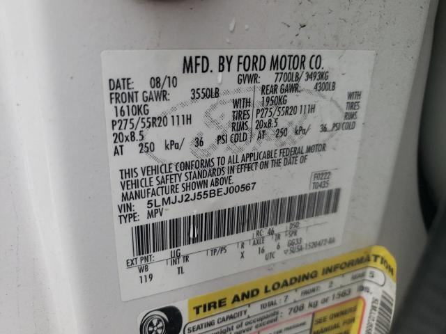 5LMJJ2J55BEJ00567 - 2011 LINCOLN NAVIGATOR 白色 照片 10