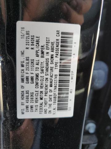 19UUB2F77HA002749 - 2017 ACURA TLX ADVANC BLACK photo 10