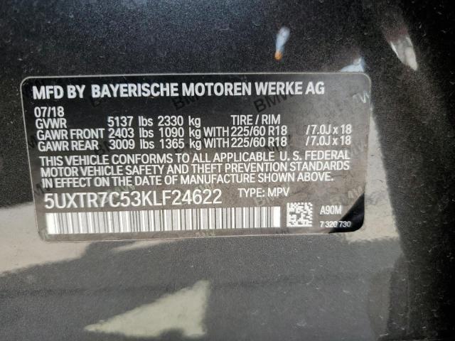 5UXTR7C53KLF24622 - 2019 BMW X3 SDRIVE30I  фото 10