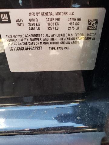 1G11C5SL0FF343227 - 2015 CHEVROLET MALIBU 1LT შავი ფოტო 10