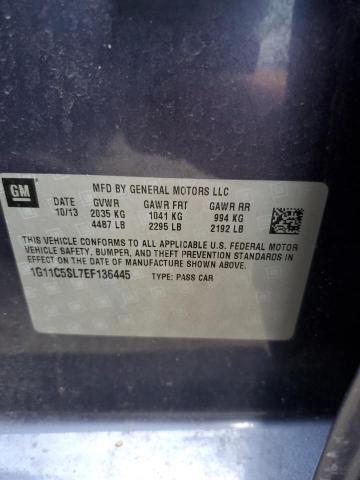 1G11C5SL7EF136445 - 2014 CHEVROLET MALIBU 1LT ლურჯი ფოტო 10