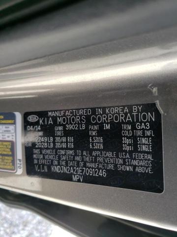 KNDJN2A21E7091246 - 2014 KIA SOUL GRAY photo 10