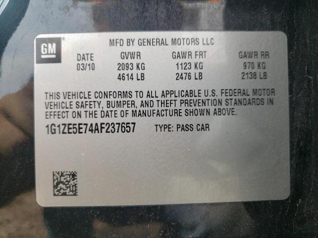 1G1ZE5E74AF237657 - 2010 CHEVROLET MALIBU LTZ შავი ფოტო 10