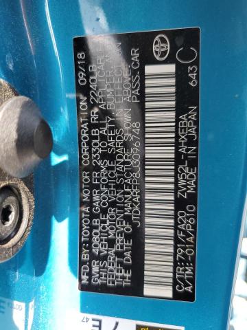 JTDKARFP8J3096748 - 2018 TOYOTA PRIUS PRIM 蓝色 照片 10