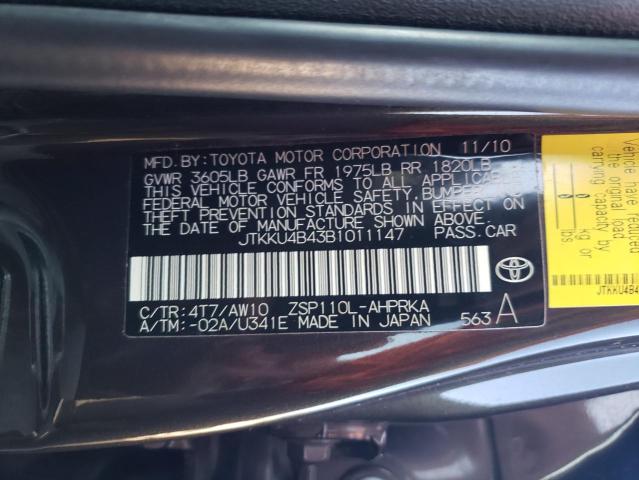 JTKKU4B43B1011147 - 2011 SCION TOYOTA  XD  photo 10